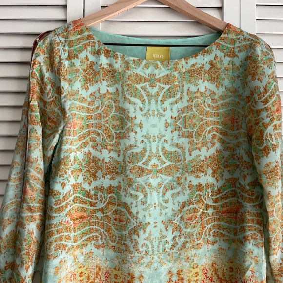 Maeve by Anthropologie | Silk Cleome Ombre Boho Shift Dress size XS - Picture 3 of 8